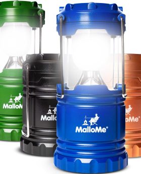 MalloMe Camping Lantern Multicolor 4 Pack Lanterns for Power Outages, Camping Lights for Tent Hanging, Camp Light Tent Lamp Emergency Battery Powered LED Lantern (Rechargeable Batteries Not Included)