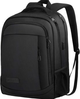 Monsdle Travel Laptop Backpack Anti Theft Backpacks with USB Charging Port, Travel Business Work Bag 15.6 Inch College Computer Bag for Men Women, Black
